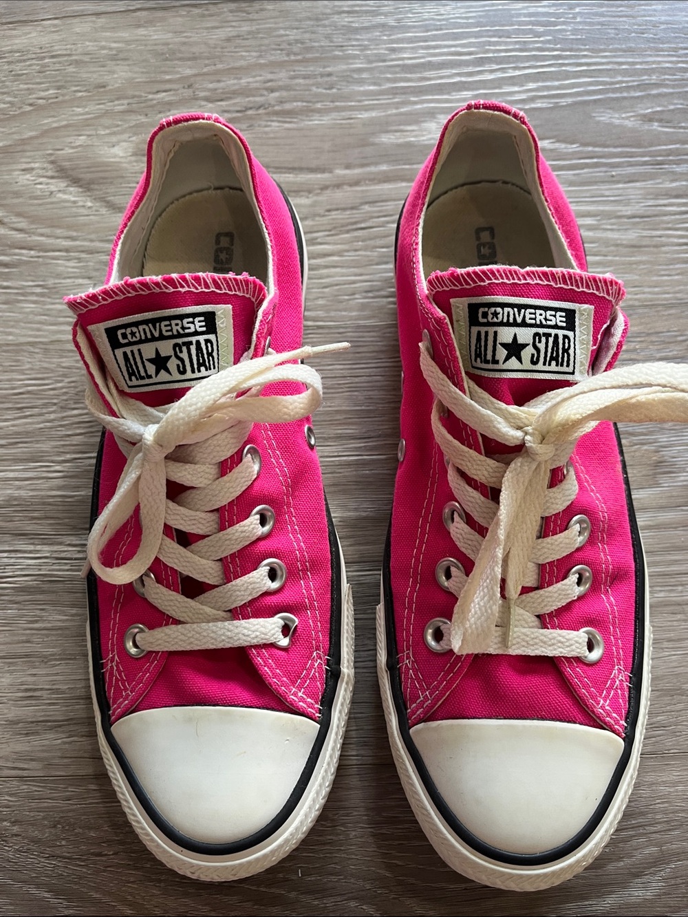 Converse Low Top Sneakers in Hot Pink with White Accents